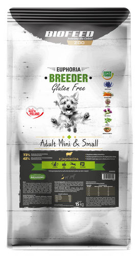 EUPHORIA BREEDER Gluten Free ADULT z jagnieciną 15 kg (mini&small)