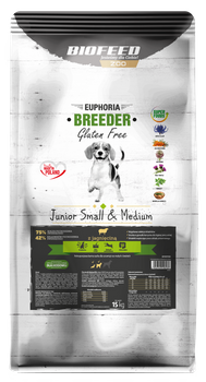 EUPHORIA BREEDER Gluten Free JUNIOR z jagnięciną 15 kg (small&medium)