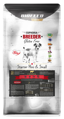 EUPHORIA BREEDER Gluten Free STARTER z wołowiną 15 kg (toys&mini)