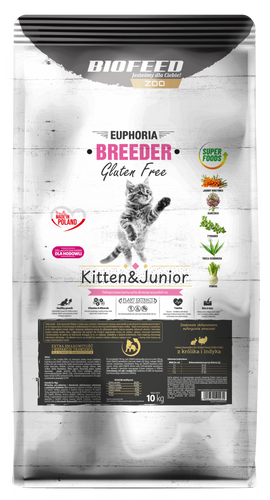 Karma dla kociąt EUPHORIA BREEDER Gluten Free Cat KITTEN & JUNIOR Indyk & Królik 10 kg