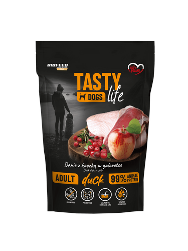 Mokra karma dla psów Tasty Dogs Life KACZKA 90% - danie w galaretce (saszetka) 500 g