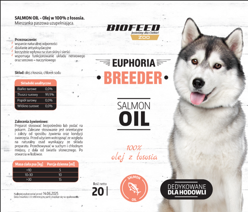 EUPHORIA BREEDER DOG SALMON OIL 20L