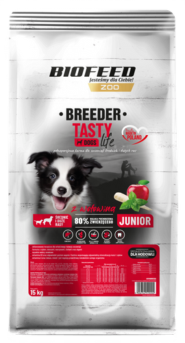 TASTY DOGS LIFE BREEDER JUNIOR MEDIUM & LARGE Z WOŁOWINĄ 15KG